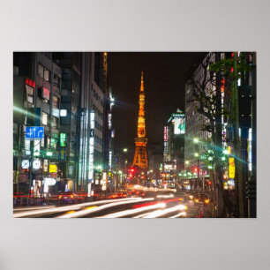 Tokio, Japan. De Tokyo Tower is een communicatie Poster