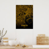 Tokio - Japan Gold City Map Poster (Keuken)
