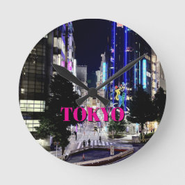 Tokio Japan Neonlichten 's Nachts Ronde Klok