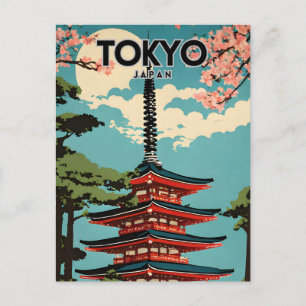Tokio Japan Nostalgische retro reiskunst Briefkaart