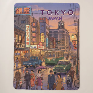 Tokio Japan Reis Kunst Vintage Sherpa Deken
