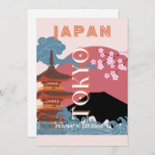 Tokio Japan Reiskunst, Retro Reiskunst Feestdagenkaart (Voorkant / Achterkant)