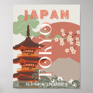 Tokio Japan Reiskunst, Retro Reiskunst Poster