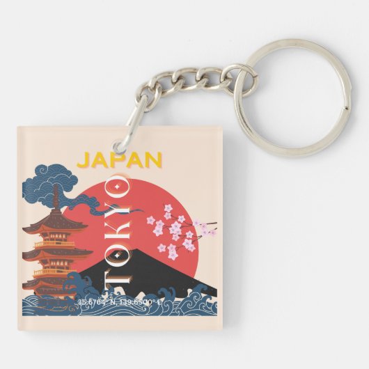 Tokio Japan Reiskunst, Retro Reiskunst Sleutelhanger (Achterkant)