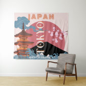 Tokio Japan Reiskunst, Retro Reiskunst Wandkleed (In Situ (horizontaal))