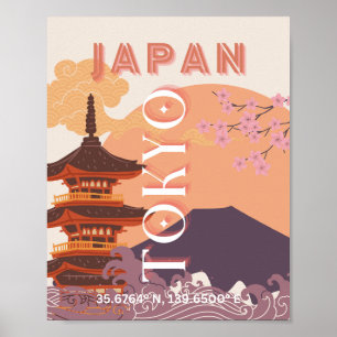 Tokio Japan Reiskunst, Vintage Reiskunst Poster
