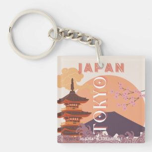 Tokio Japan Reiskunst, Vintage Reiskunst Sleutelhanger