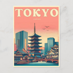 Tokio Japan reizen vintage geschenken Briefkaart