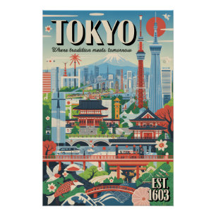 Tokio Japan Retro Reisposter Kunst Perfect Poster