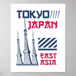 Tokio Japan Retro Stedelijke Toren Grafisch Ontwer Poster