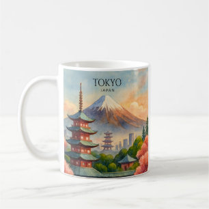 Tokio Japan Stadsgezicht Aquarel Souvenir Koffiemok