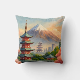 Tokio Japan Stadssilhouette Aquarel Souvenir Kussen