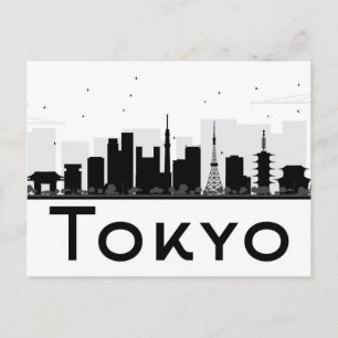 Tokio, Japan Zwarte en witte veldlijn Briefkaart