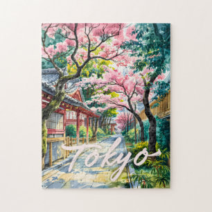 Tokio Kersenbloesem Waterverf Traditioneel Japan Legpuzzel