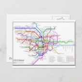 Tokio Metro Map Briefkaart (Voorkant / Achterkant)