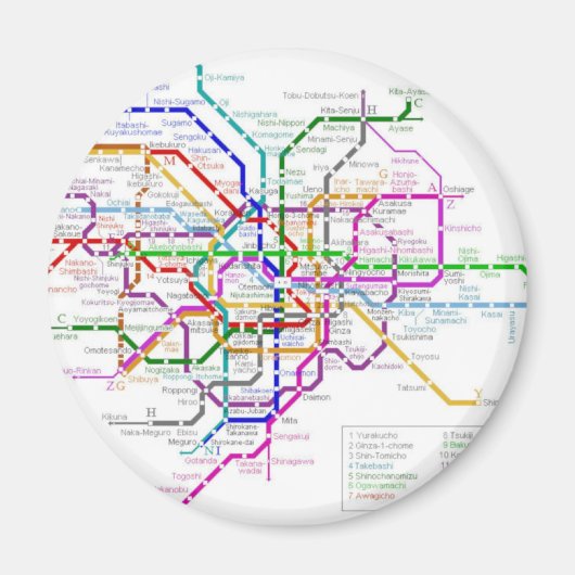 Tokio Metro Map Magneet (Voorkant)