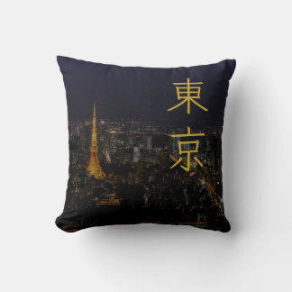 Tokio Nachtelijke Stadsgezicht Japanse Kanji Kussen