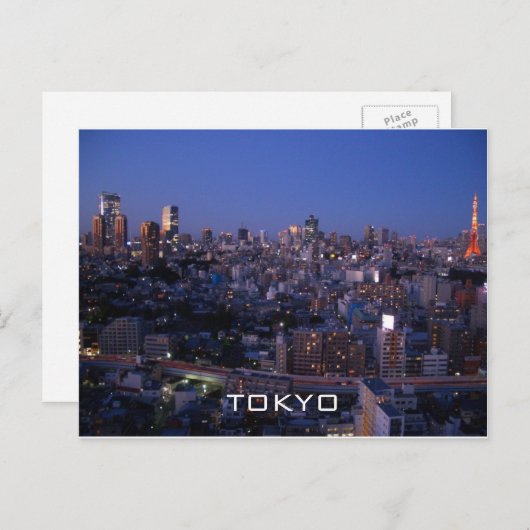 Tokio nachtskyline briefkaart (Voorkant / Achterkant)
