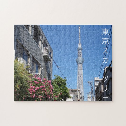 Tokio Skytree Tower, Japan met Japans schrijven Legpuzzel (Horizontaal)