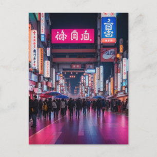 Tokio Straten 's Nachts Ansichtkaart Briefkaart