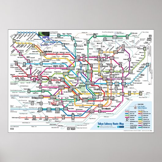 Tokio Subway Map (Ultra High-Res) Groot Poster (Voorkant)