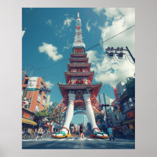 Tokio Toren Fantasie   Surreal Cityscape Poster