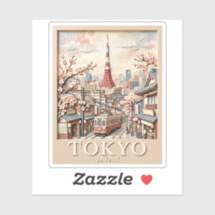 Tokio Tower Japan Stadssilhouet Sakura Oude Reis Sticker