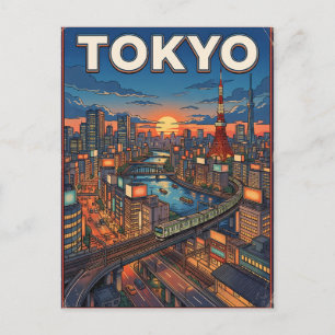 Tokio Vintage Anime Reis Posterkaart Briefkaart