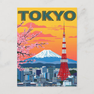 Tokio Zonsondergang en Mount Fuji Briefkaart