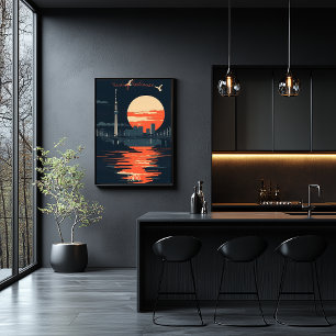 Tokio Zonsondergang - Silhouetten van Stedelijke S Poster