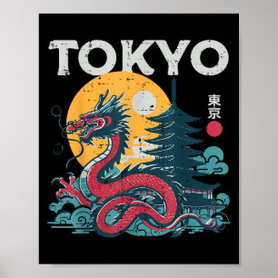Tokyo Dragon Aziatische Japanse Mythische Vrouwen Poster