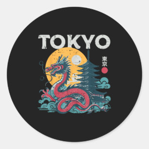 Tokyo Dragon Aziatische Japanse Mythische Vrouwen Ronde Sticker