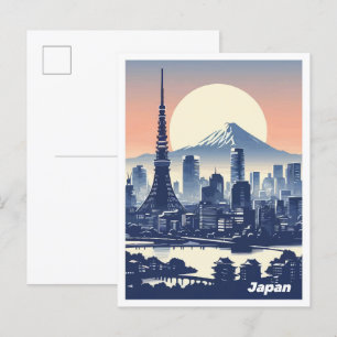 Tokyo Japan Art Vintage Illustratie Reizen Briefkaart