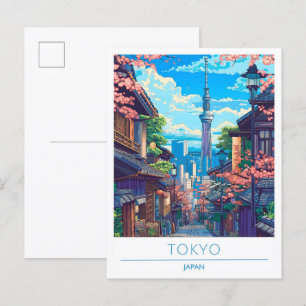 Tokyo Japan Art Vintage Travel Briefkaart