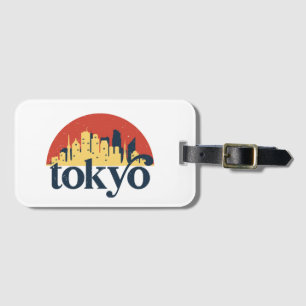 Tokyo Japan City Skyline Retro Cityscape Art Bagagelabel