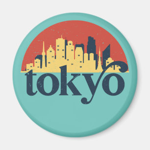 Tokyo Japan City Skyline Retro Cityscape Art Magneet
