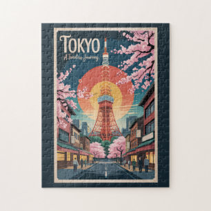Tokyo Japan Illustratie Reis Kunst Vintage Legpuzzel