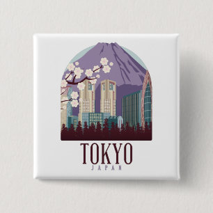 Tokyo Japan Japan Vintage Travel Button
