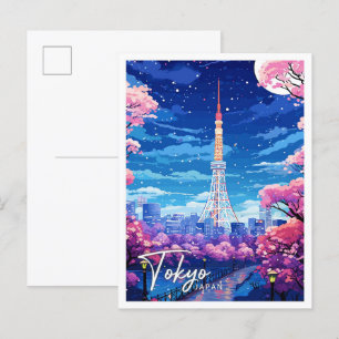 Tokyo Japan  Kunst Reizen Illustratie Briefkaart
