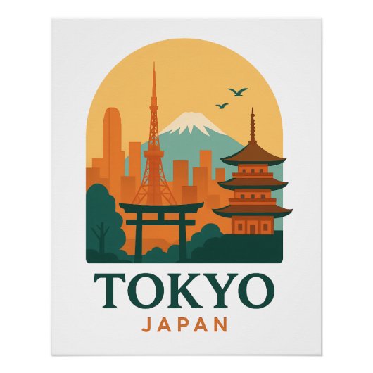 Tokyo Japan Minimalist Travel Poster – Glossy (Devant)