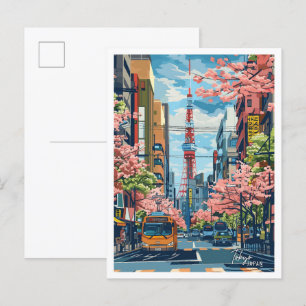 Tokyo Japan Mooie Stad Vintage Reizen Briefkaart