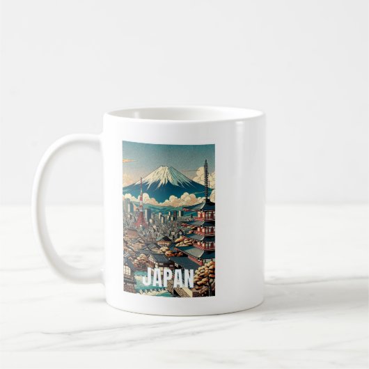Tokyo Japan Pittoresque Mug - Illustration Iconiqu (Gauche)