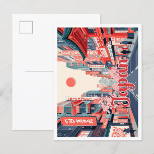 Tokyo Japan Pop Art Travel Illustration Briefkaart