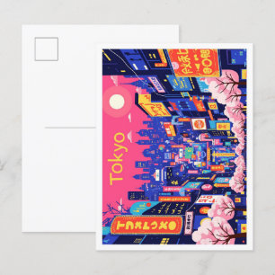 Tokyo Japan Pop Art Travel Illustration Briefkaart