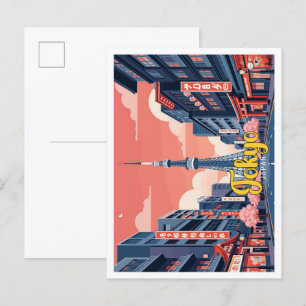 Tokyo Japan Pop Art Travel Illustration Briefkaart