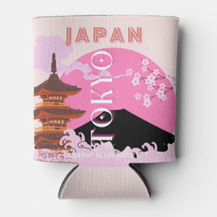 Tokyo Japan Reiskunst, Retro Reiskunst, Roze Blikjeskoeler