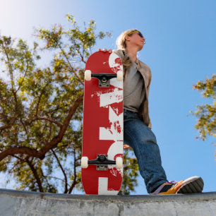 Tokyo - Japan, Rode Kleur en Witte Tekst Skateboard