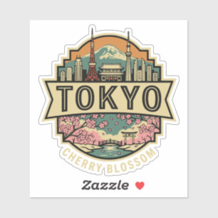 Tokyo Japan Silhouette Mount Fuji Reisbadge Sticker