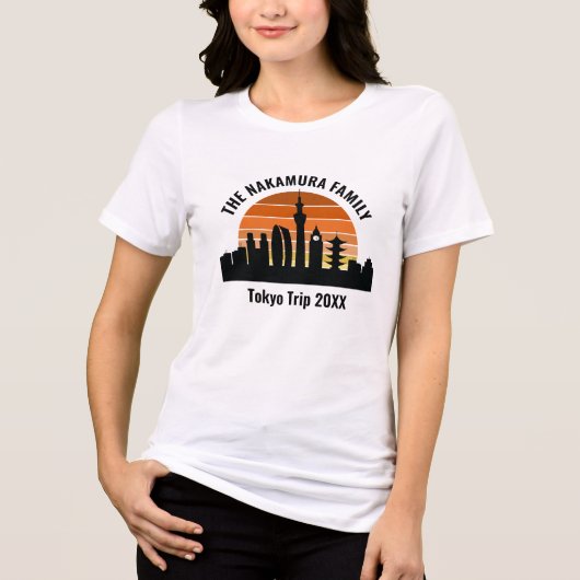 Tokyo Japan Sunset Custom Trip Dames Tri-Blend Shirt (Voorkant)