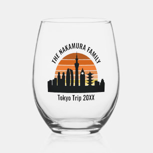 Tokyo Japan Sunset Custom Vakantie Souvenir Wijnglas Zonder Voet